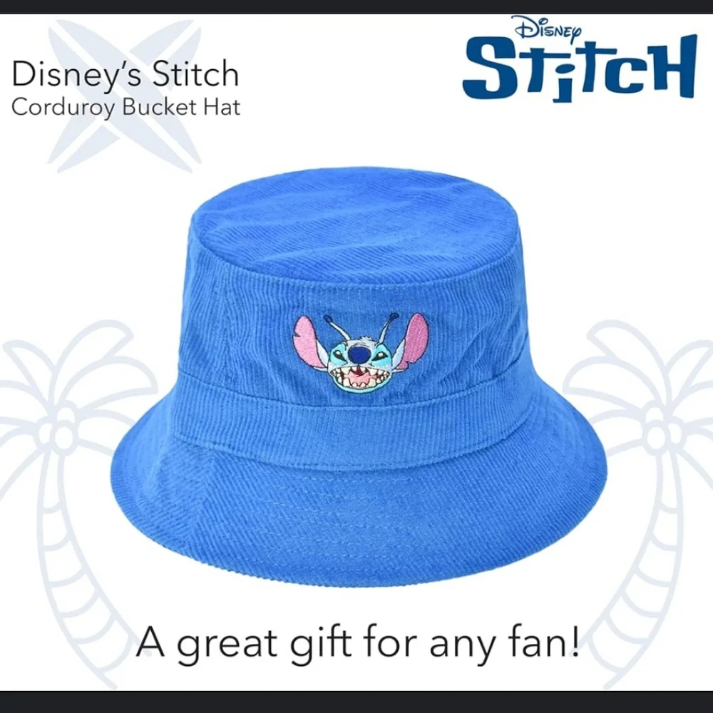 Disney Stitch Bucket Hat Blue Corduroy S/M